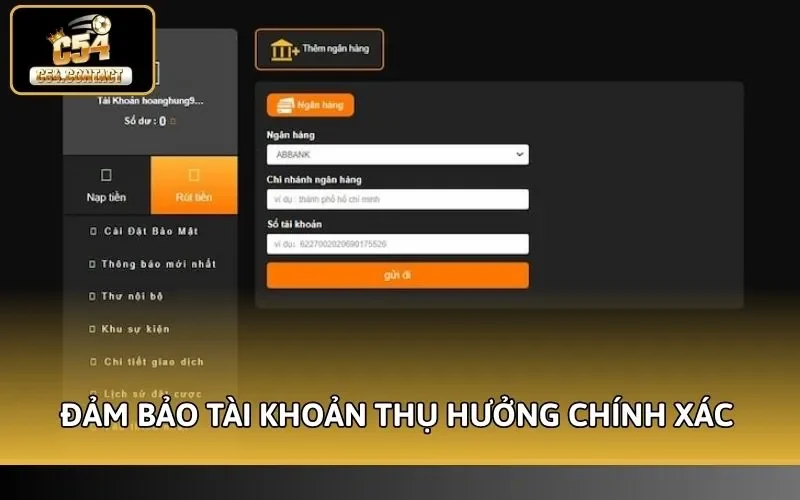 Lỗi Rút Tiền C54 - Nguyên Nhân Và Cách Xử Lý Thành Công 4 Đảm bảo tài khoản thụ hưởng chính xác